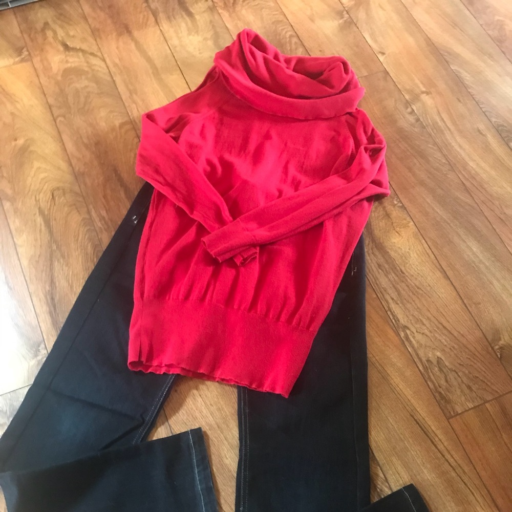 The Limited red cold shoulder sweater